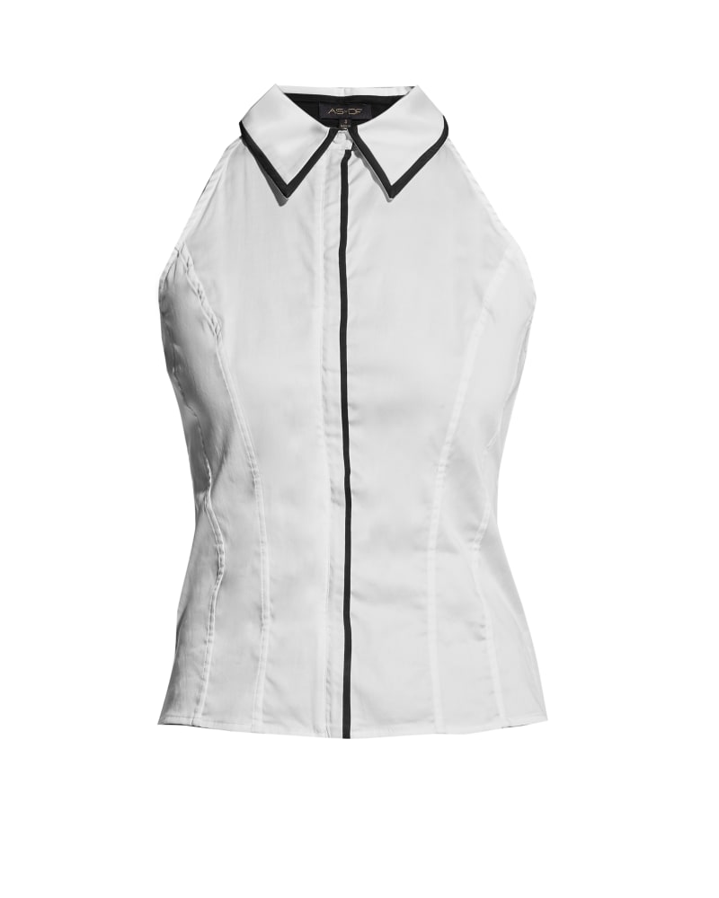 Front of a size L Reese Halter Blouse in White by AS by DF. | dia_product_style_image_id:316607